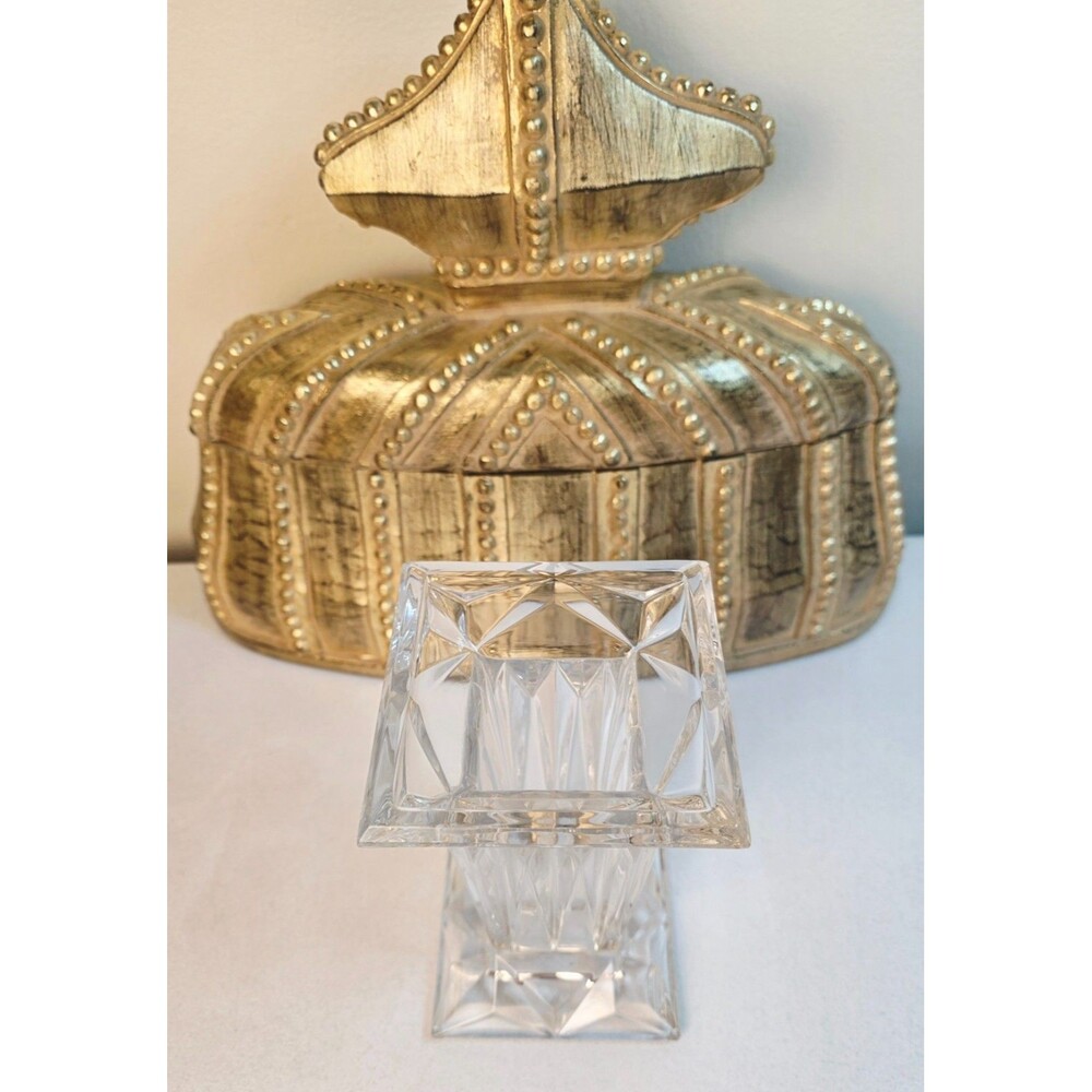 VTG PartyLite Quad Prism 24% Clear Lead Crystal Pedestal Candle Holder & Vase - Picture 7 of 8
